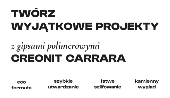 Twórz wyjątkowe projekty z gipsami polimerowymi CREONIT Carrara