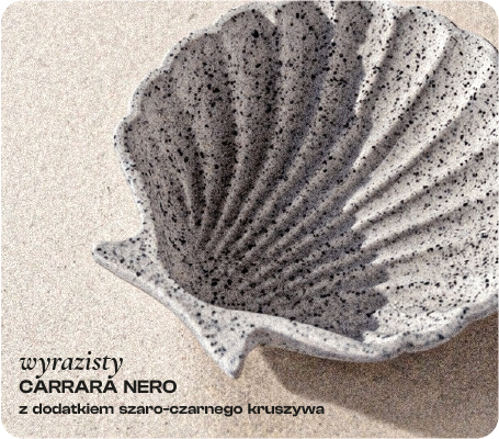 Wyrazisty Carrara Nero z dodatkiem szaro-czarnego kruszywa