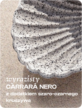 Wyrazisty Carrara Nero z dodatkiem szaro-czarnego kruszywa