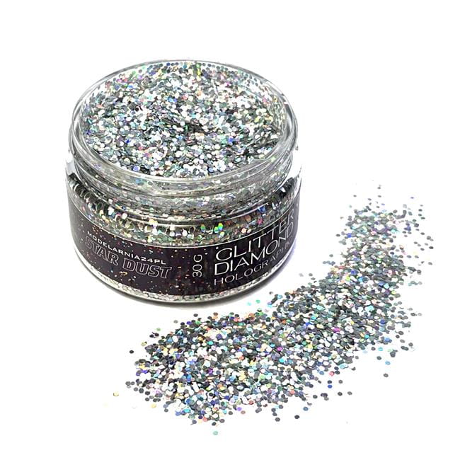 HB7 Brokat Holograficzny Srebrny 30g