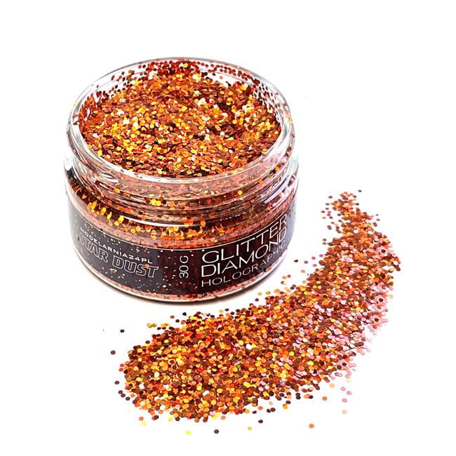 HB10 Brokat Holograficzny Pomarańczowy